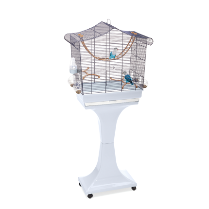Imac cage pour oiseaux + pied Sofia bleue nuit/gris