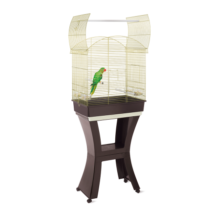Imac cage pour oiseaux + pied Calla or/marron