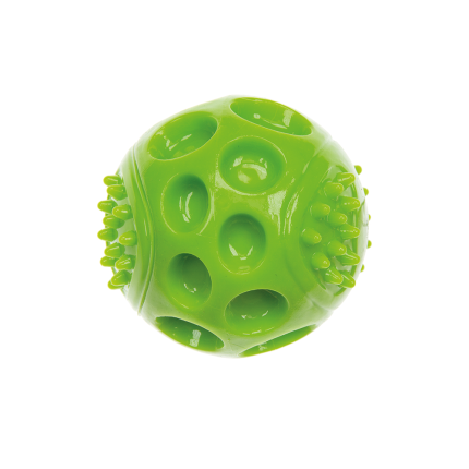 Balle en TPR avec couineur d. 7,5 cm verte