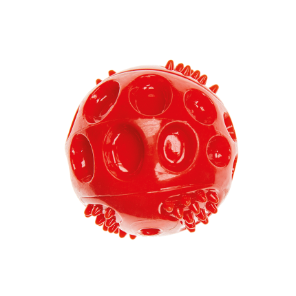 Balle en TPR avec couineur d. 6,3 cm rouge