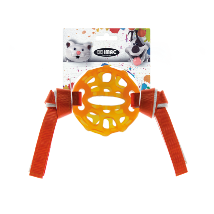 Balle porte friandises 10,5 cm en TPR avec poignées
