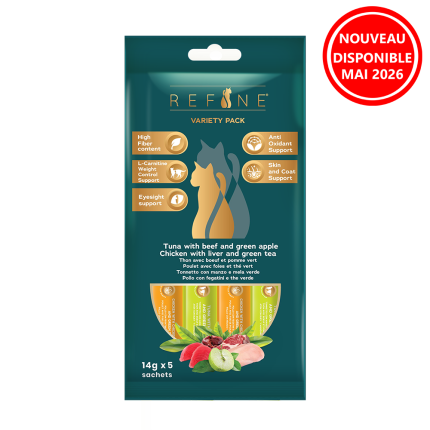 Refine chat Creamy snack fonctionnel variety pack poisson et viande 5 x 14g