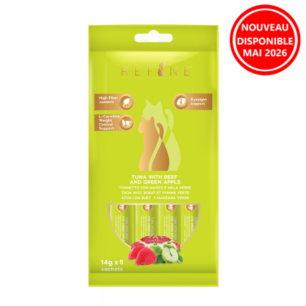 Refine chat Creamy snack fonctionnel thon avec bœuf et pomme verte 14g