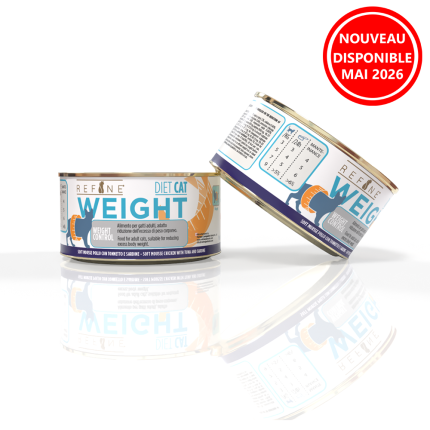 Refine chat Vet Diet contrôle poids bte 80g mousse poulet avec thon et sardines