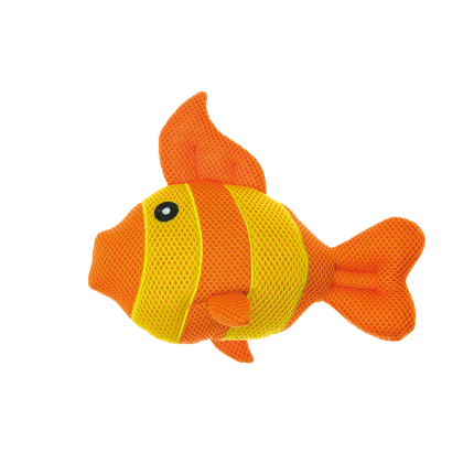 Imac peluche tissu en maille poisson jaune et orange 23 cm