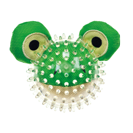 Imac jouet double balle plastique et animal tissu grenouille 12 cm