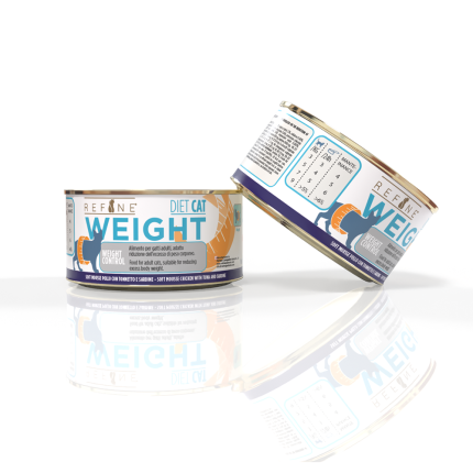 Refine chat Vet Diet contrôle poids bte 80g mousse poulet avec thon et sardines